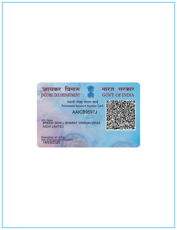 Breem Small Bharat Gramin Vikas Nidhi Limited's PAN Card